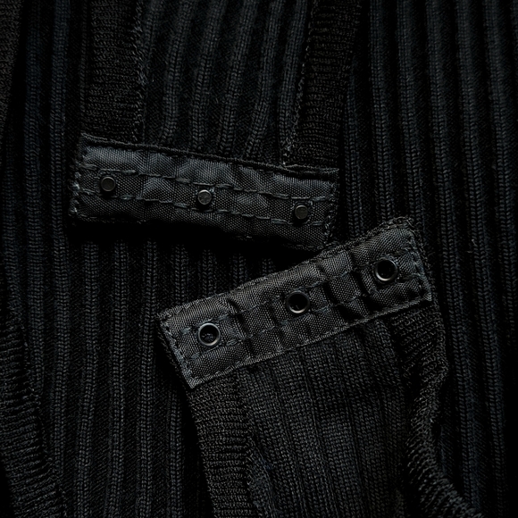 Alaia long sleeve wool blend ribbed knit bodysuit in black - Picture 8 of 12